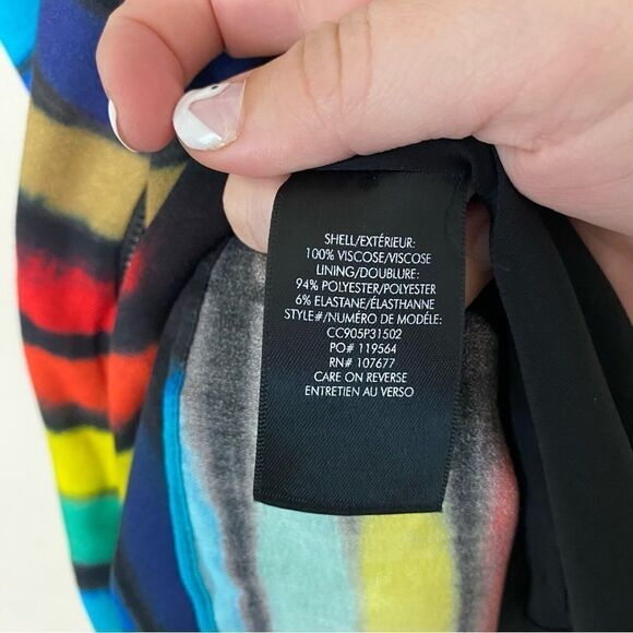 Alice + Olivia Alves Rainbow Black Tie Dye Cross Back A-Line Mini Dress SIZE 2 - Picture 5 of 6